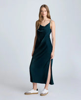 Cowl Neck Side Slit Maxi Slip Dress