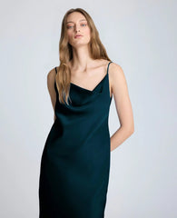 Cowl Neck Side Slit Maxi Slip Dress