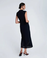 Polo Neck Sweater Dress with Sheer Hem Inserts