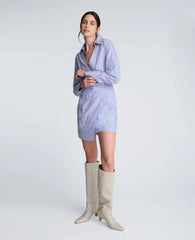 Striped Poplin Asymmetrical Shirt Dress