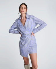 Striped Poplin Asymmetrical Shirt Dress