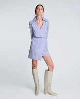 Striped Poplin Asymmetrical Shirt Dress
