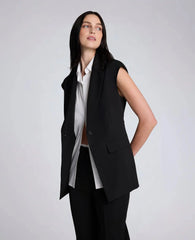 Luxe Twill Vest With Faux Shirt