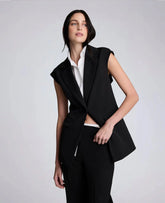 Luxe Twill Vest With Faux Shirt