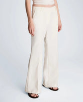 Luxe Twill Fly Front Flare Pant Mid Rise