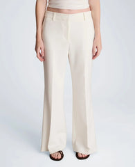 Luxe Twill Fly Front Flare Pant Mid Rise