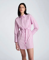 Striped Poplin Drop Shoulder Short Shirt Dress