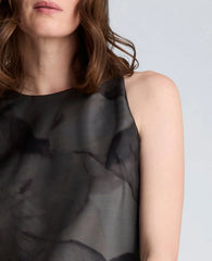 Sheer Overlay Crewneck Mini A-Line Dress
