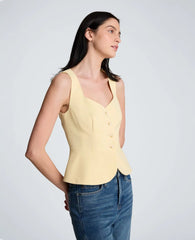 Vision Twill Four Button Curved Peplum Vest