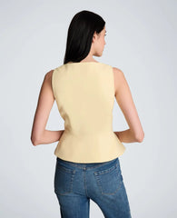 Vision Twill Four Button Curved Peplum Vest