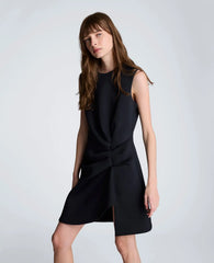 Draped Pleated Mini Cascading Detail Dress
