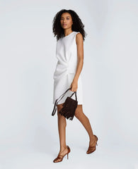 Draped Pleated Mini Cascading Detail Dress