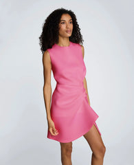 Draped Pleated Mini Cascading Detail Dress