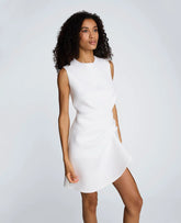 Draped Pleated Mini Cascading Detail Dress