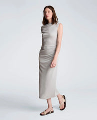 Ruched Waist Midi Off-The-Shoulder Dress