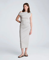 Ruched Waist Midi Off-The-Shoulder Dress