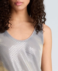 Printed Sequin Mesh Maxi Slip Dress