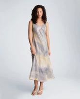 Printed Sequin Mesh Maxi Slip Dress