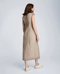 Bodice Pleat Midi Shirt Dress