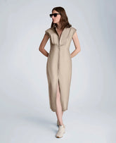 Bodice Pleat Midi Shirt Dress