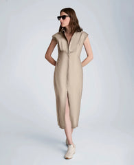 Bodice Pleat Midi Shirt Dress