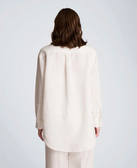 Refined Linen Drop Shoulder Button Front Boyfriend Shirt