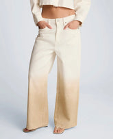 Gradient Fly Front High Rise Wide Leg Comfort Stretch Denim Pant