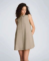 Cotton Poplin Sleeveless Trapeze Mini Dress