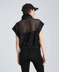 Zip-Up Vest Cardigan with Chest Pocket