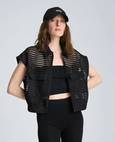 Zip-Up Vest Cardigan with Chest Pocket