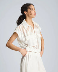 Zip-Up Vest Cardigan with Chest Pocket
