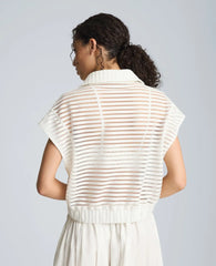 Zip-Up Vest Cardigan with Chest Pocket