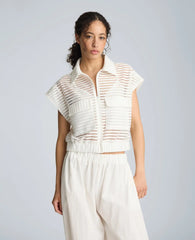 Zip-Up Vest Cardigan with Chest Pocket