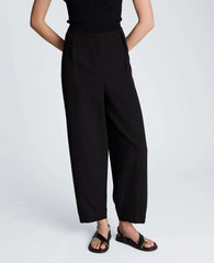 Fly Front Tapered Leg High Waisted Pleated Pant