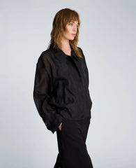Collared Sheer Bomber Jacket