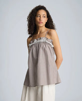 Shirred Neck Cami with Lace Trim Detail