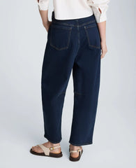 High Rise Fly Front Cropped Barrel Jeans