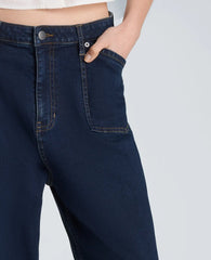 High Rise Fly Front Cropped Barrel Jeans