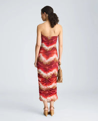 Strapless Ruched Midi Dress