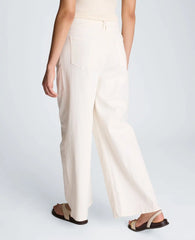High Rise Fly Front Wide Leg Denim with Adjustable Waist
