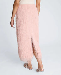 Feather Pull On Midi Skirt with Slit