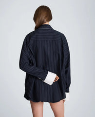 Long Sleeve Button Front Shirt with Contrast Details
