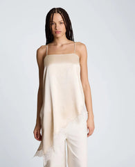 Asymmetric Lace Hem Tunic Cami