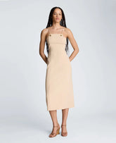 Square Neck Grommet Midi Dress