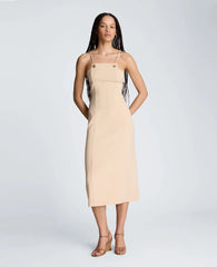Square Neck Grommet Midi Dress