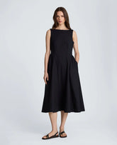 Sleeveless Boat Neck Midi Dress
