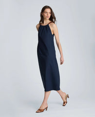 Tortoiseshell Tie Halter Midi Dress