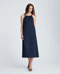 Tortoiseshell Tie Halter Midi Dress