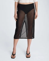 Pull On Mesh Midi Skirt with Built-In Underwear
