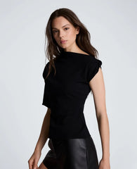 Asymmetrical Drape Neck Jersey Sweater